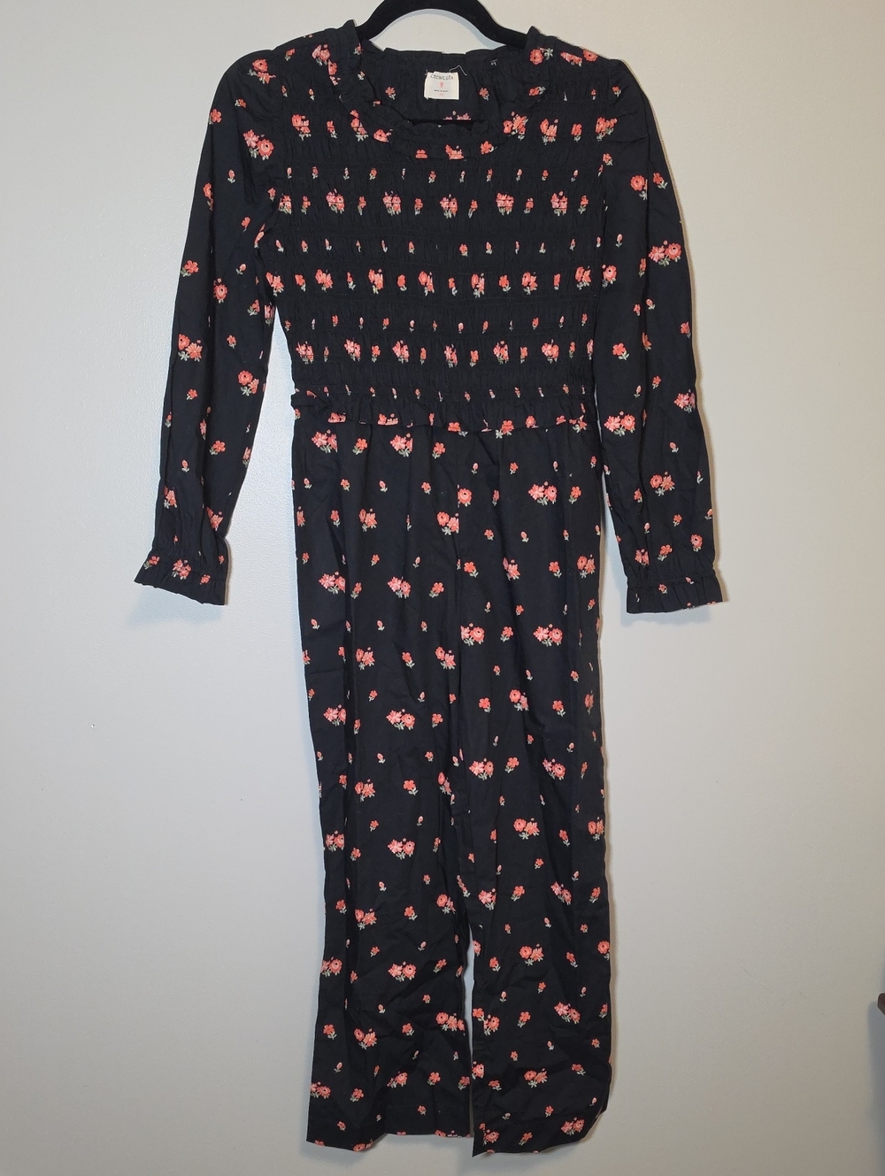 Crewcuts Black Jumpsuit with Pink Floral Print